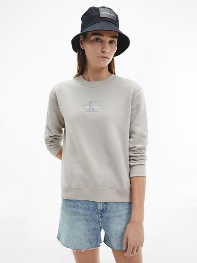Calvin Klein Ruhák HU478044 | Calvin Klein Embroidered Logo Női Pulóver Szürke